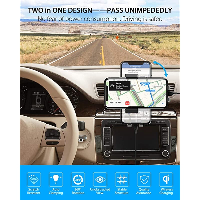 Wireless Car Charger  10W Qi Fast Charging Auto Clamping Car Mount Windshield Dashboard Air Vent Phone Holder for iPhone 11 11 Pro Max Xs MAX XS XR X 8+ Samsung Galaxy S10+ S9+ S8 Note 9 etc