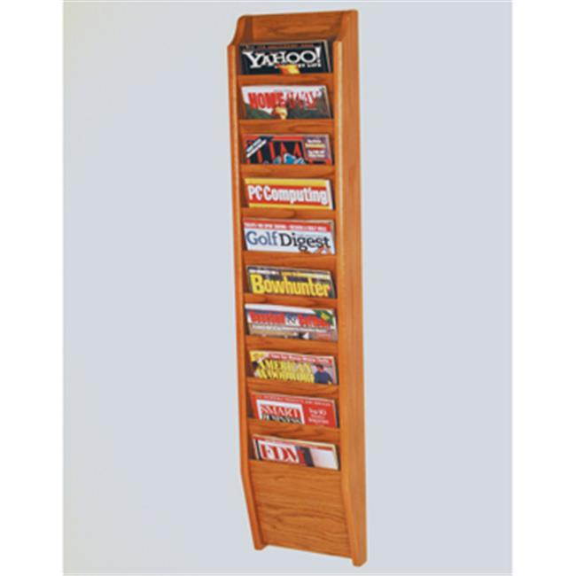 Wooden Mallet Cascade 10 Pocket Magazine Holder Display Rack Medium Oak
