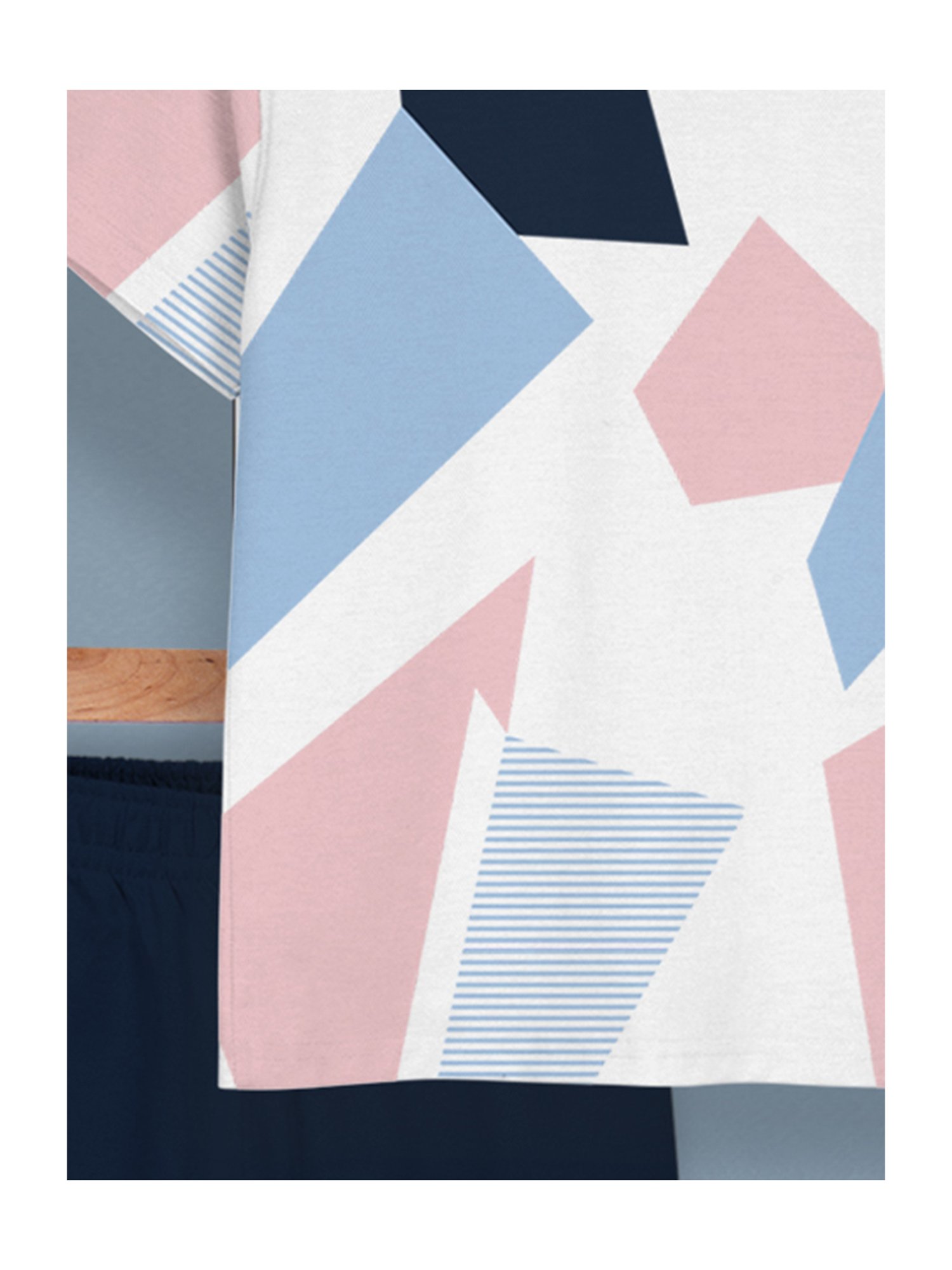 HELLCAT Kids White & Blue Printed T-Shirt with Shorts