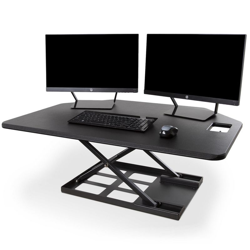 X-Elite Premier Corner Standing Desk Converter with Pneumatic Height Adjustment - Black - Stand Steady