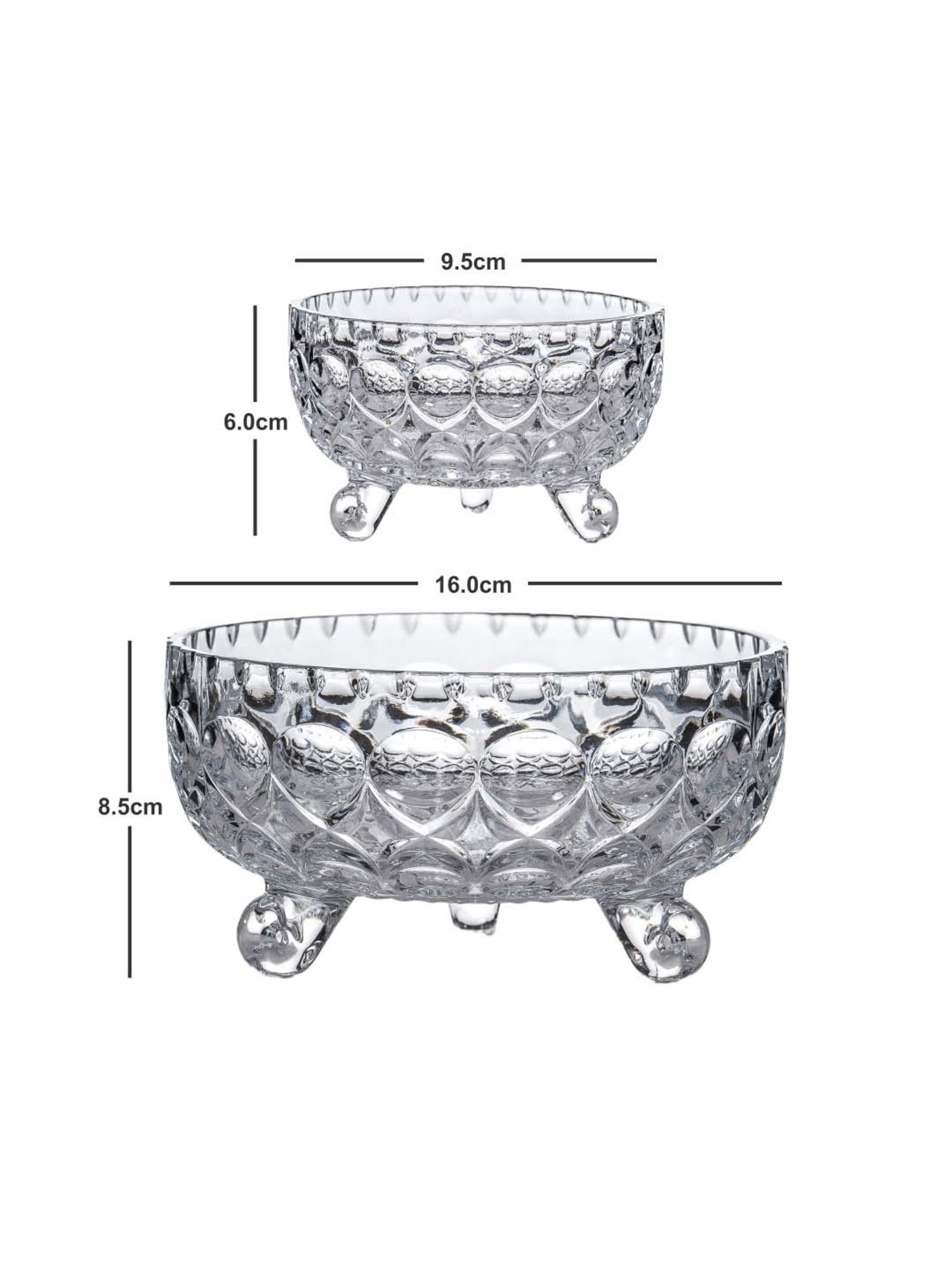 Roxx Transparent Glass 7-Piece Dessert Bowl & Serving Bowl Set