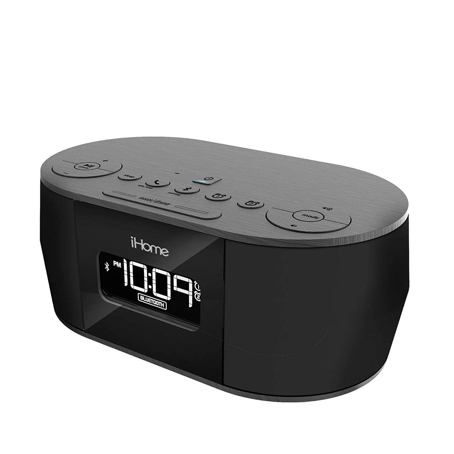 iHome Wireless Bluetooth Stereo, Dual FM Alarm Clock Radio, USB Charging, Alarm Clock For Bedrooms, Alarm Clock, Voice Echo Cancellation, Twin Speakers, Hi-Quality Sound, Battery Backup, Display, Blac