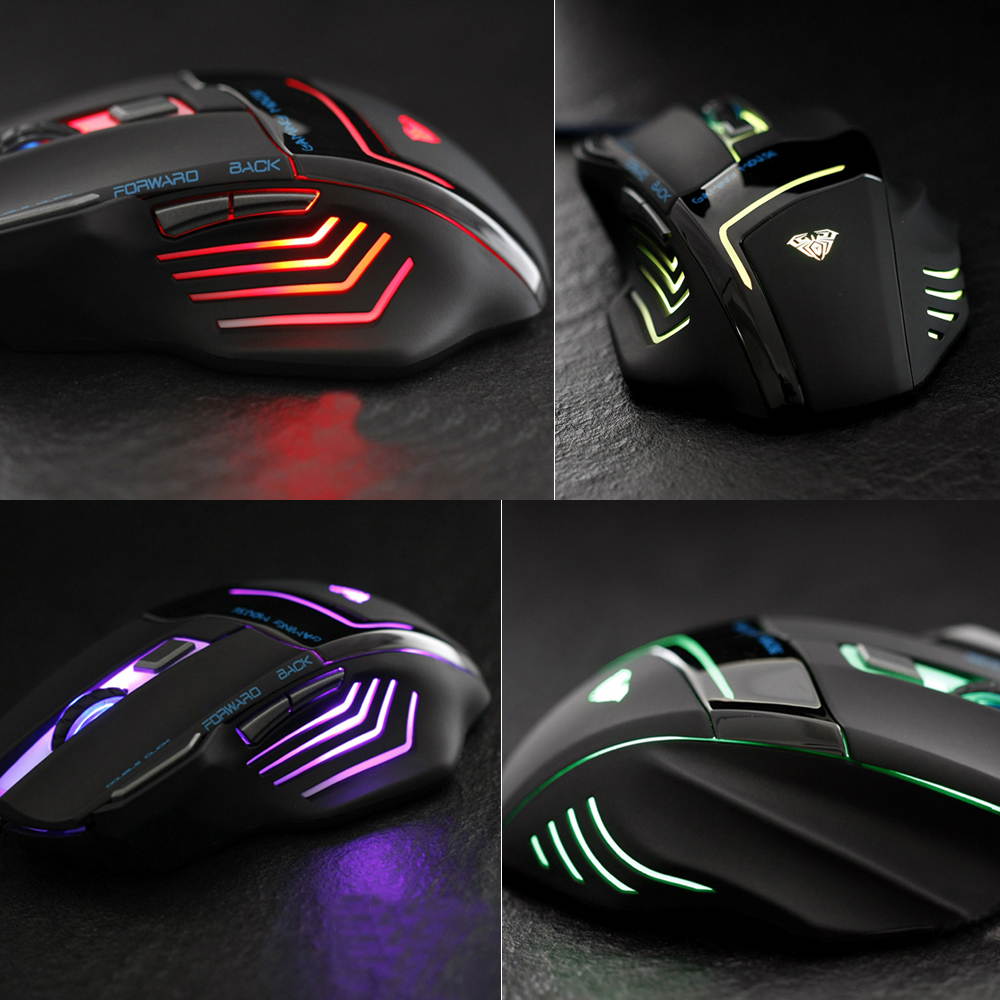 A-jazz 8D 2000DPI AULA Ghost Shark Firepower 7 Buttons USB Optical High-End Professional Gaming Mouse