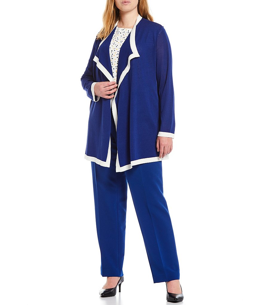 Anne Klein Plus Size Ritz Dot Round Neck Printed Crepe de Chine Sleeveless Shell