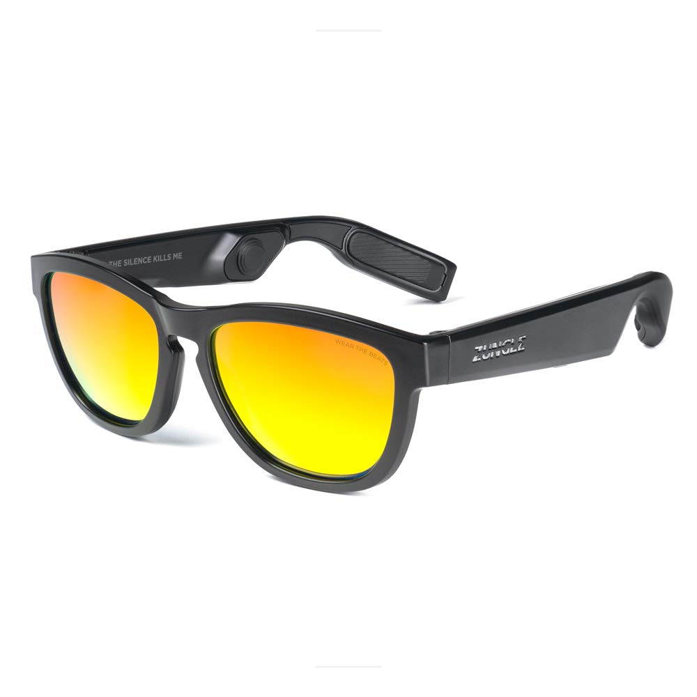 ZUNGLE V2 Viper: Bluetooth Audio Sunglasses with Over-Ear True Wireless Bone Conduction Headphones. for Men, Bluetooth 5.0, Built-in Mic, Music, Phone Call, AI Assistance(Matte Black Frames)