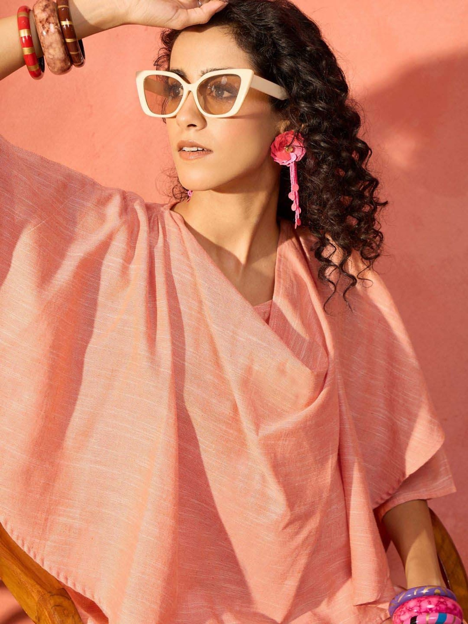 Inweave Peach Cotton Top & Palazzo Set