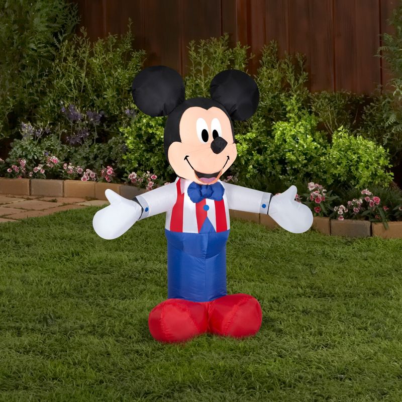 Gemmy Airblown Inflatable Patriotic Mickey Mouse, 3.5 ft Tall, white