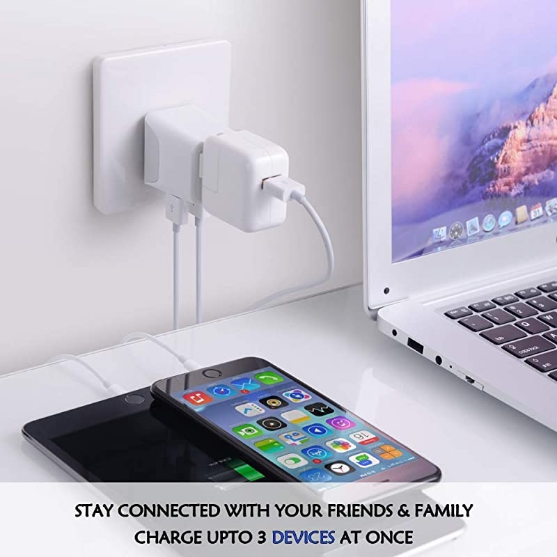 Complete European Set Travel Adapter Plug by  With Dual USB - Type G, E/F, C - London - USA Input - Light Weight - Perfect for Cell Phones, Chargers, Cameras and More - 3 Pack