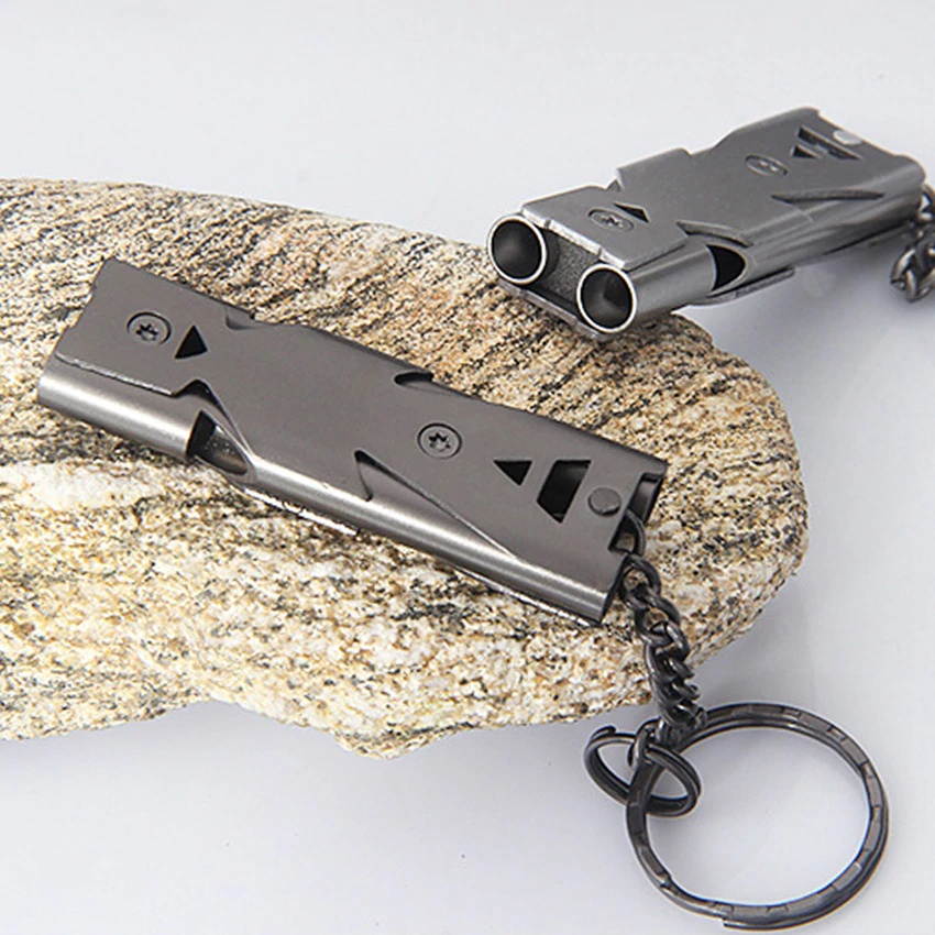 150db Double Tube Decibel Outdoor Survival Whistle, Stainless Steel Soccer Basketball volley Referee Whistle