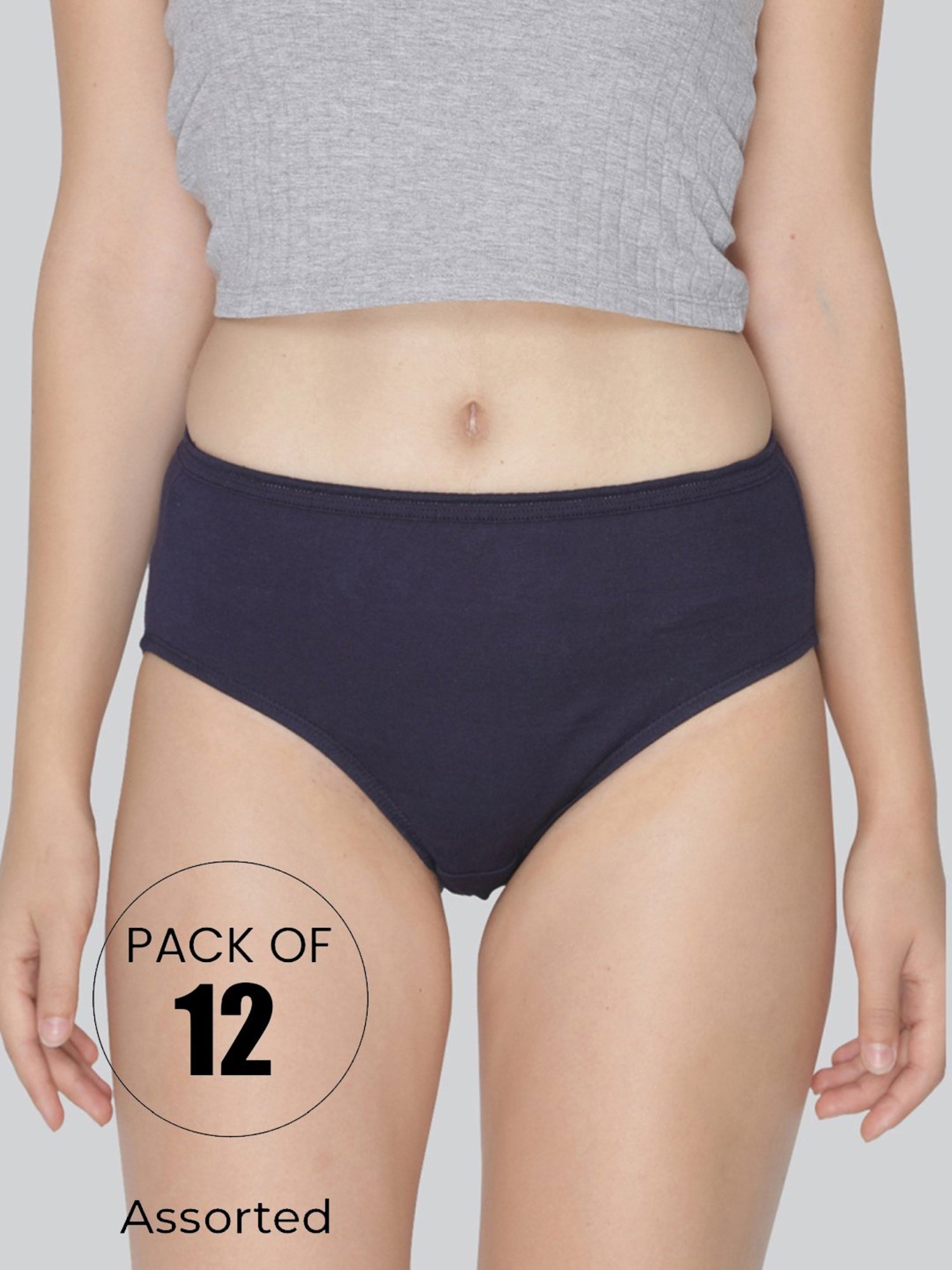 Lyra Assorted Color Cotton Hipster Panties - Pack Of 12