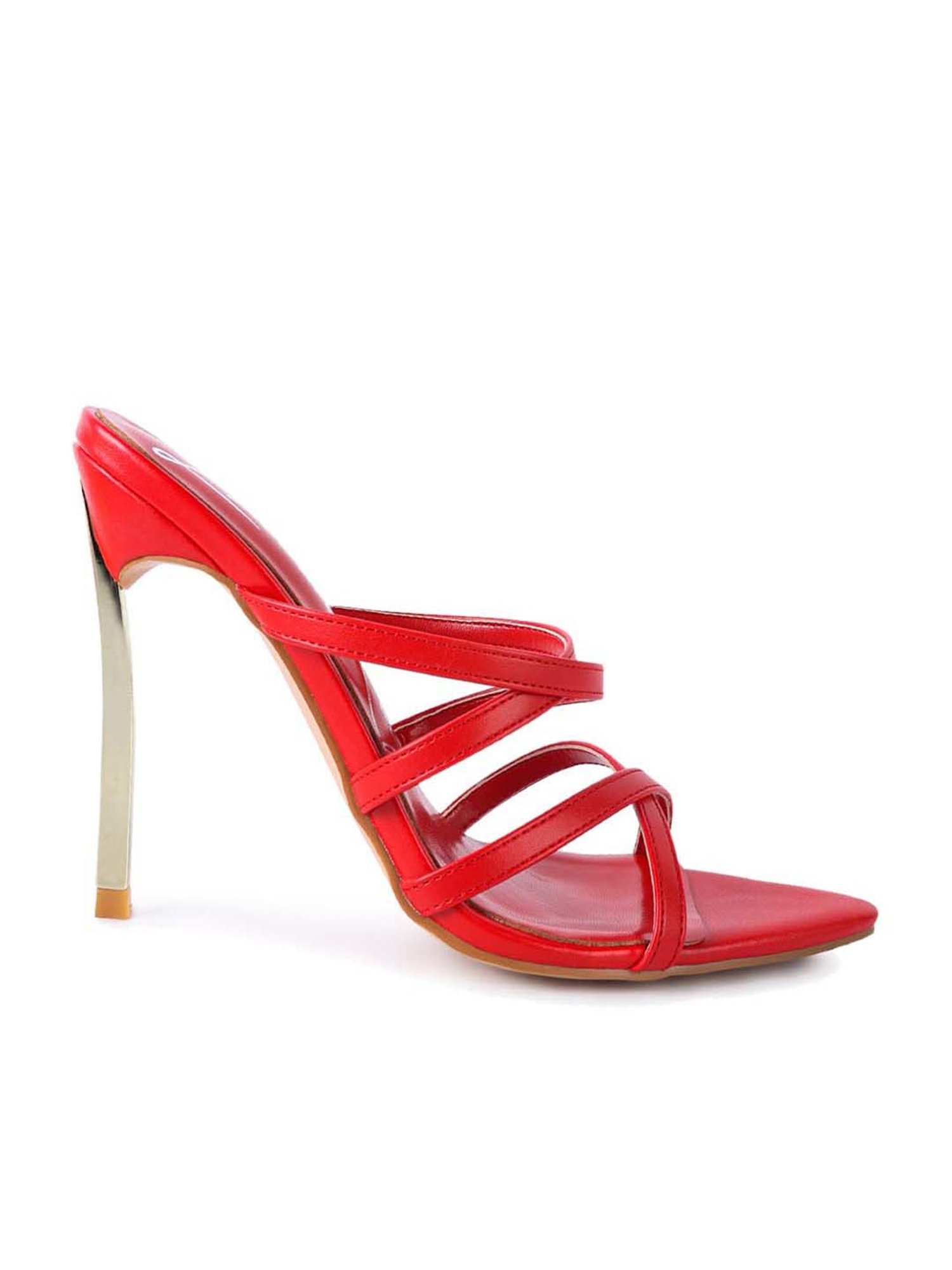 London Rag Women's Red Cross Strap Stilettos