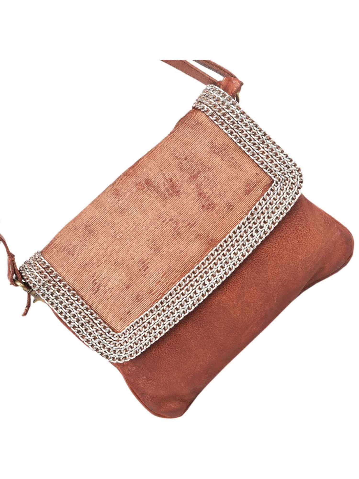 KOMPANERO Helena Tan Leather Textured Sling Handbag