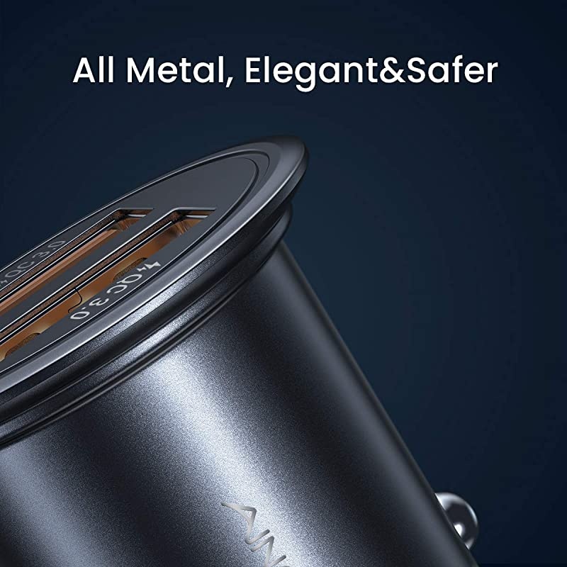 USB Car Charger Dual QC30 Port 36W6A All Metal Fast Car Charger Mini Cigarette Lighter USB Charger Quick Charge Compatible with iPhone 1111 proXRXXS Note 9Galaxy S10S9S8
