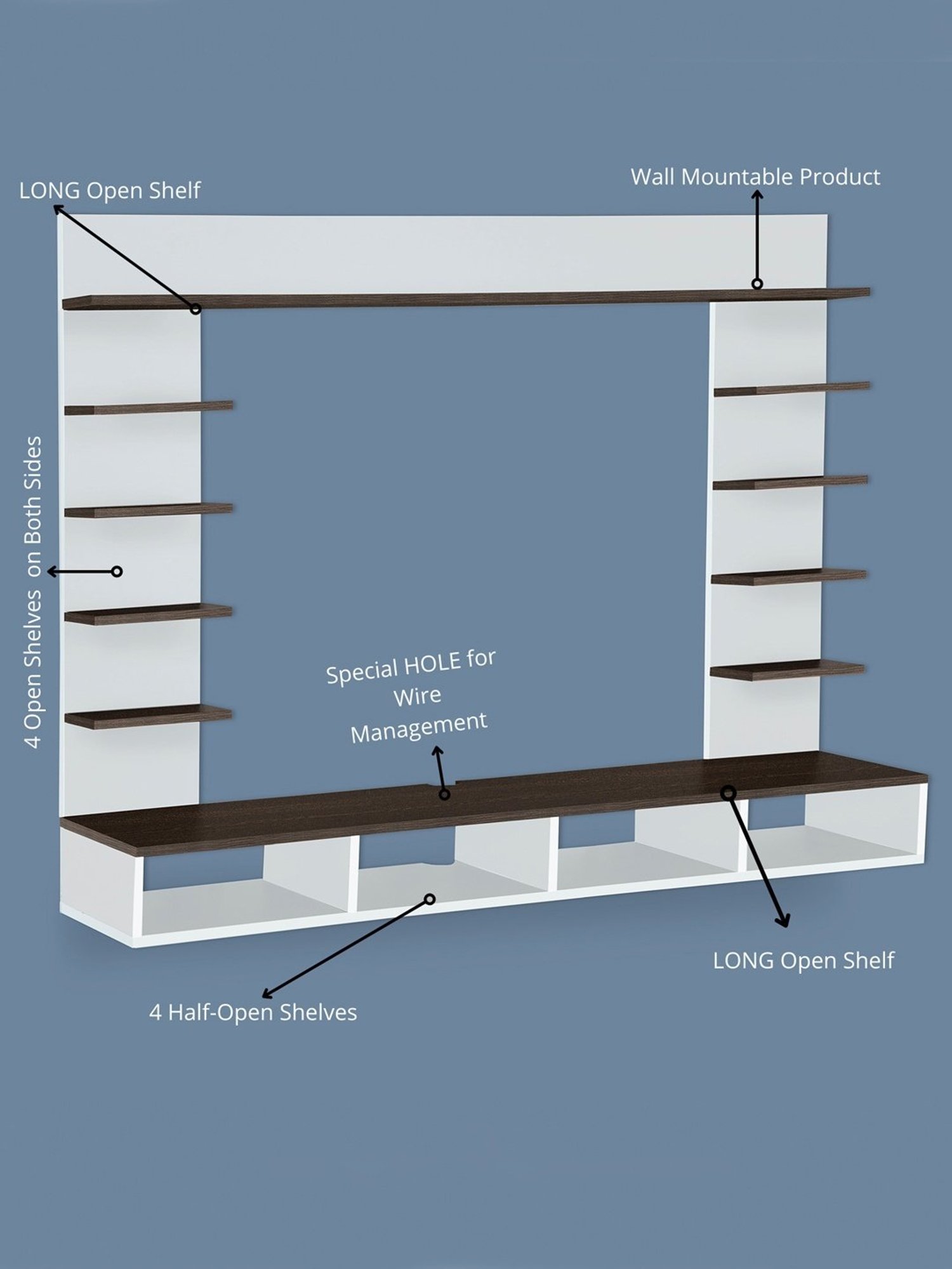 Delite Kom Flex Flowery Wenge & Acacia Dark Engineered Wood TV Entertainment Unit