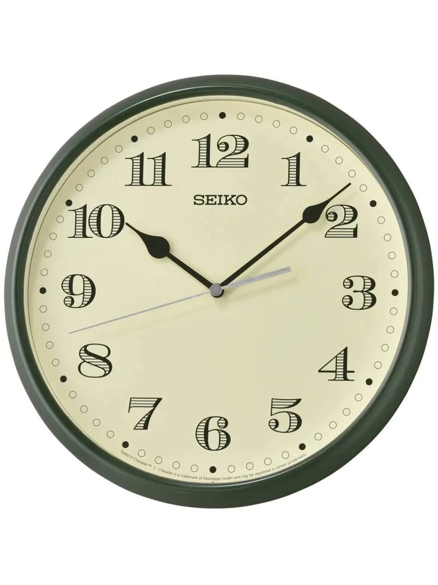 Seiko Green Plastic Classic Round Analog English Numbers Wall Clock