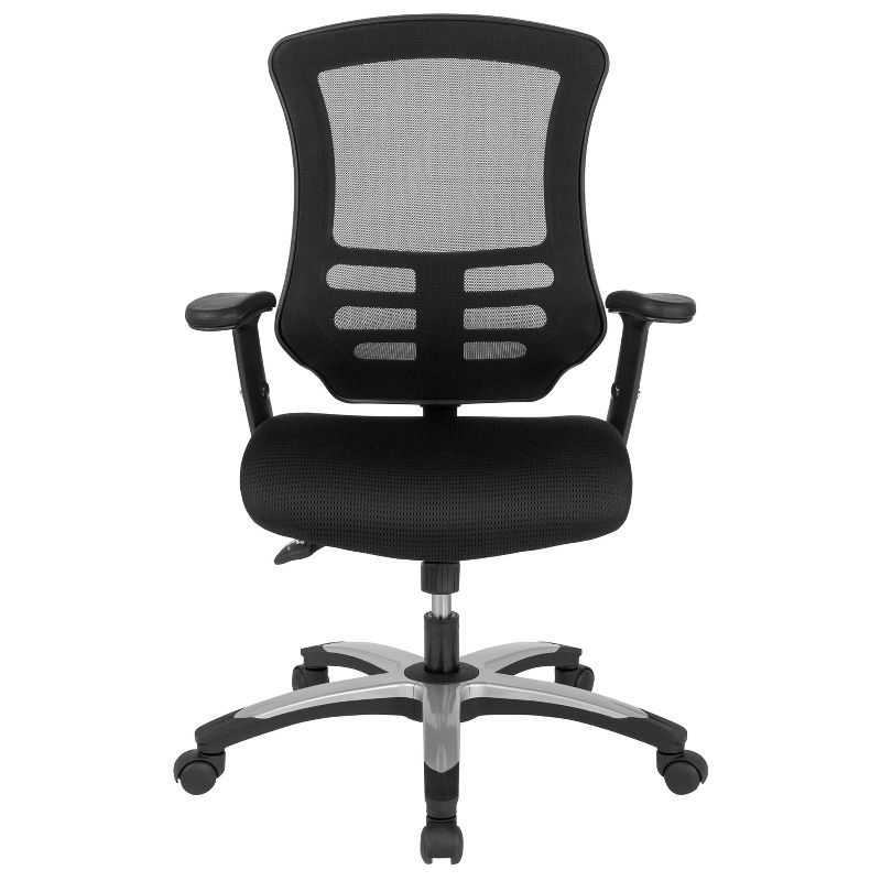 Mesh Sled Base Side Reception Chair with Flip Up Arms Black - Riverstone Furniture