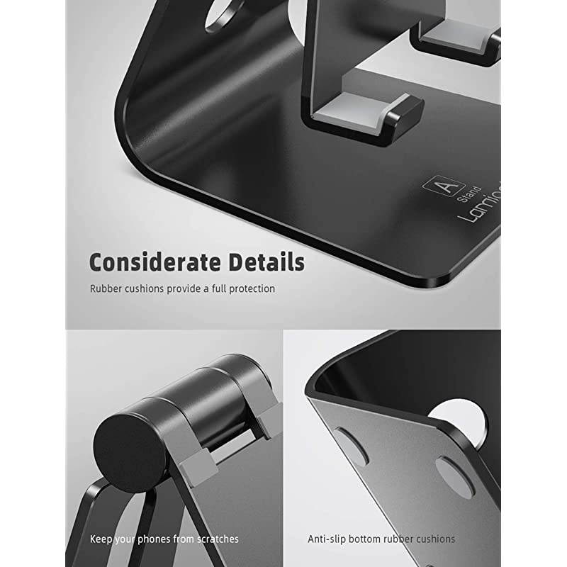 Adjustable Cell Phone Stand  Phone Stand Update Version Cradle Dock Holder Suitable to Switch iPhone 8 X 7 6 6s Plus 5 5s 5c Charging Accessories Desk All Android Smartphone Black