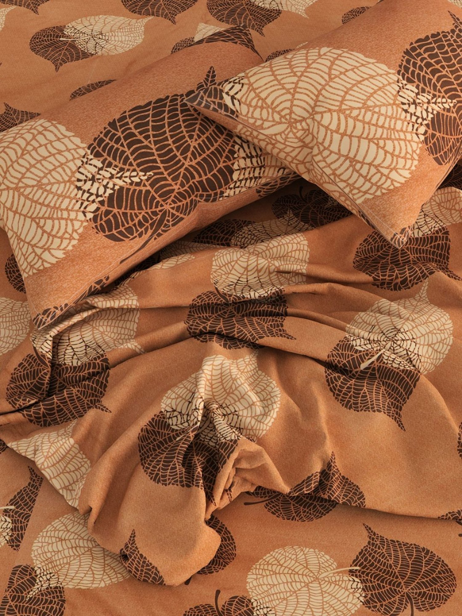 Romee Floral Maroon 144 TC Cotton Queen Sized Bed Sheet with 2 Pillow Covers