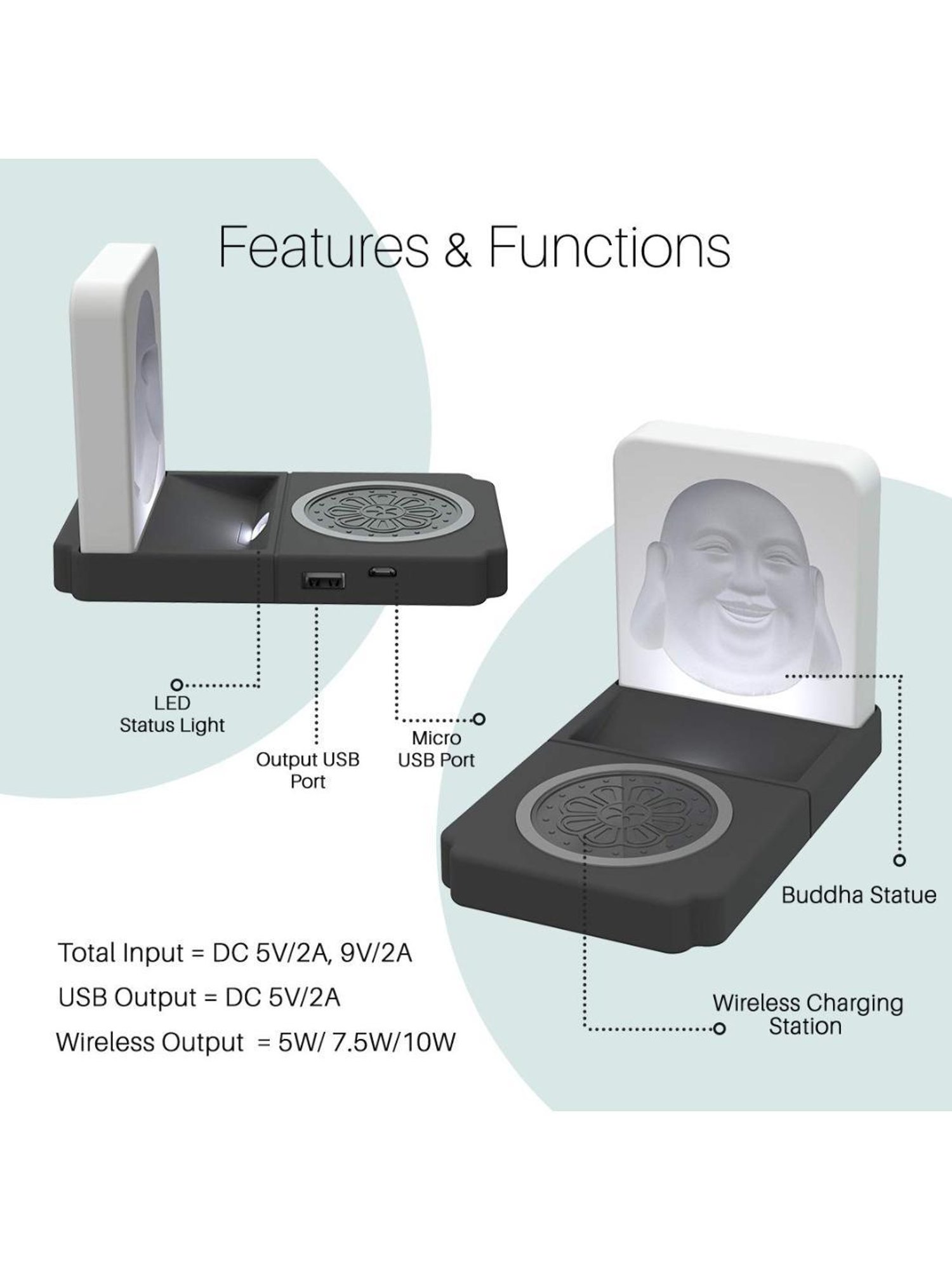 Portronics Charge Bliss POR-1060 Wireless Charger (Black and White)