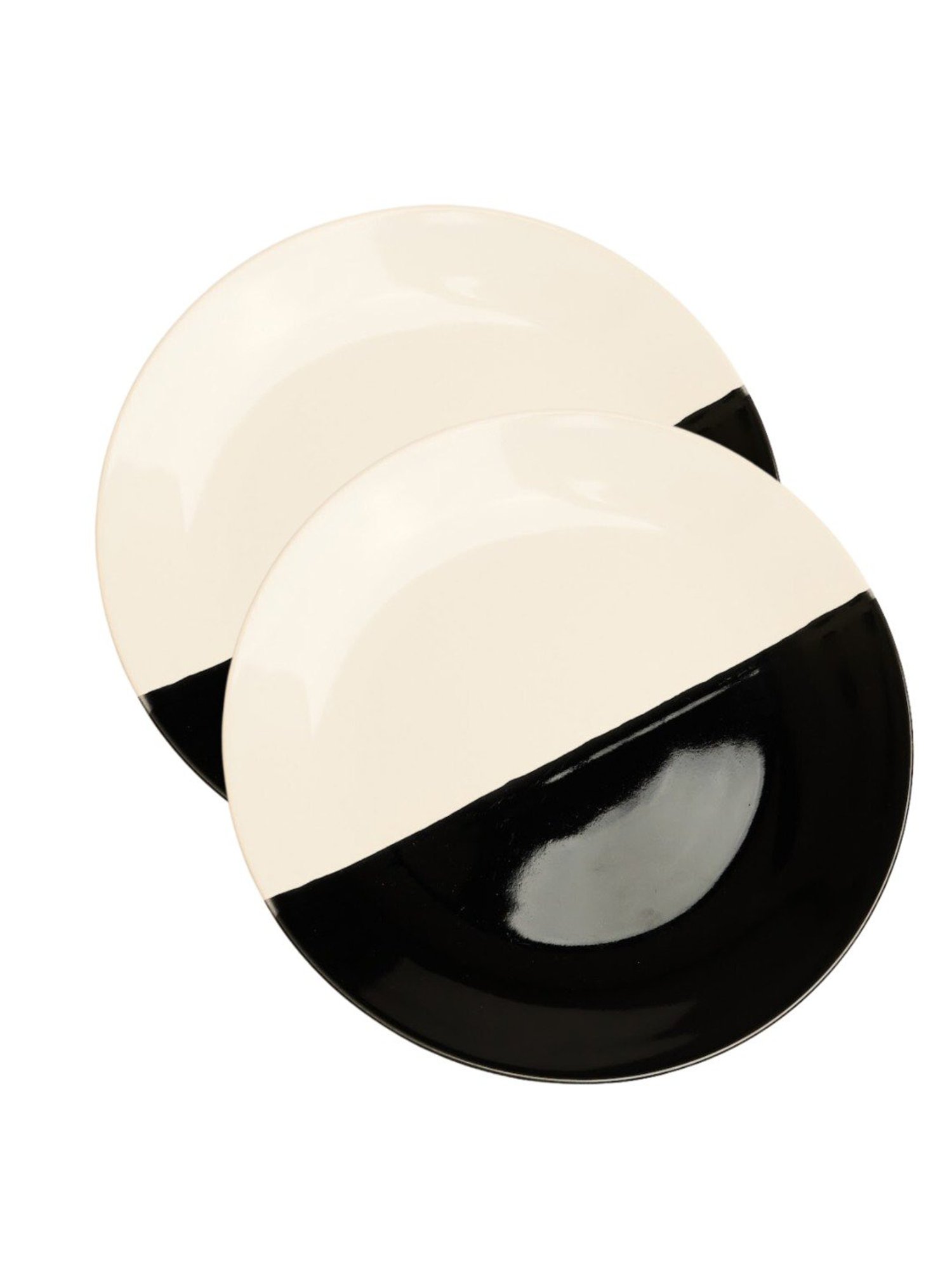 BlackCarrot Black & White Ceramic Dinner Plates - Set of 2