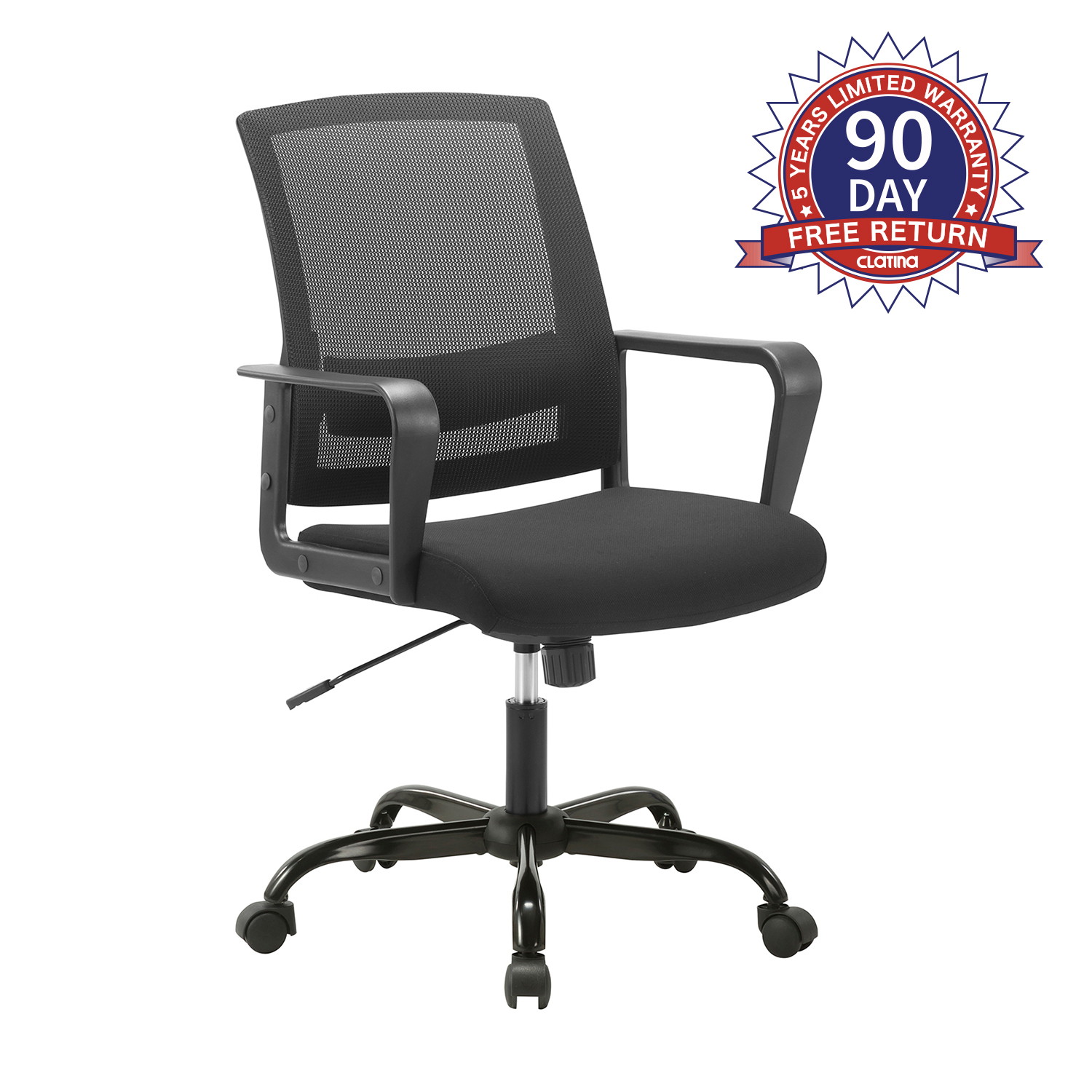 CLATINA Ergonomic Rolling Mesh Desk Chair with Executive Lumbar Support and Adjustable Swivel Design for Home Office Computer BIFMA Certified Black