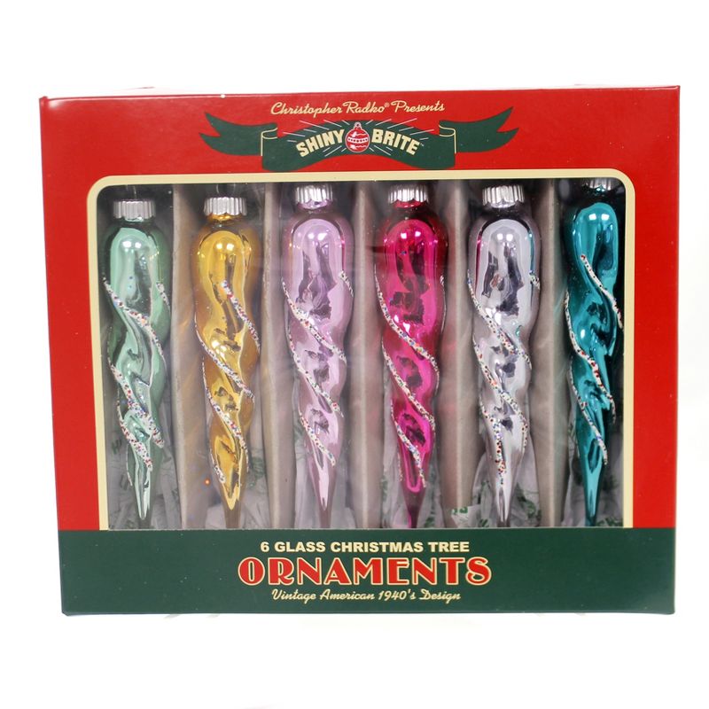 Shiny Brite 5.75" Vc Glass Icicles Ornaments
