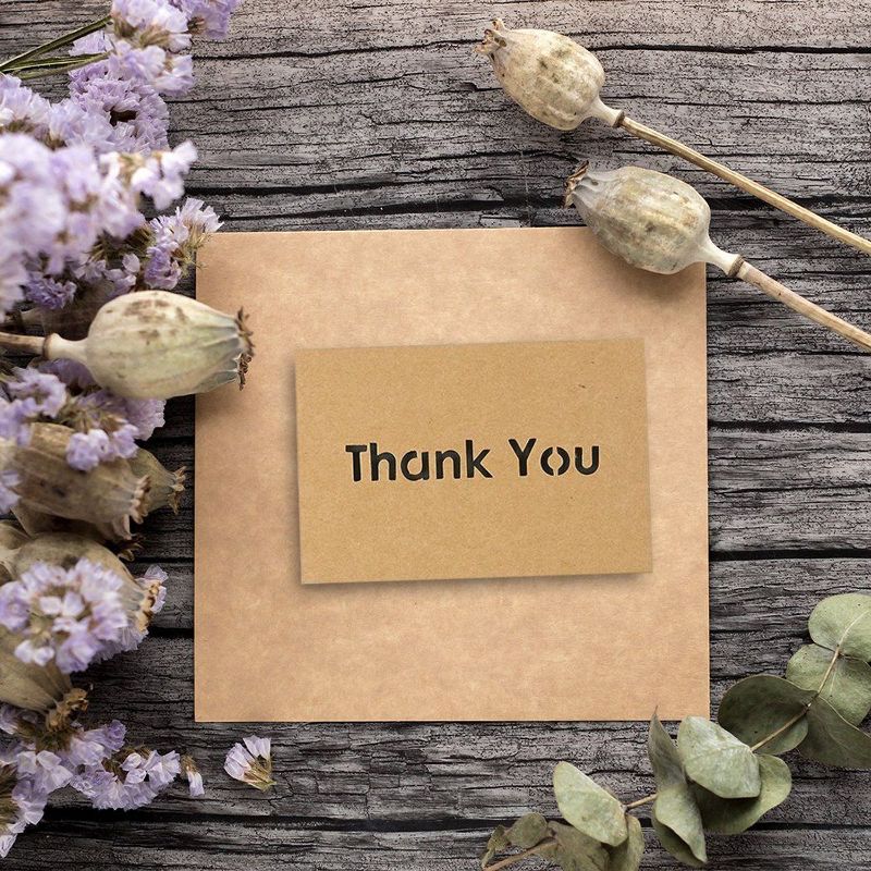 Best Paper Greetings 12 Pack Rustic Thank You Cards, Kraft Paper Design with Envelopes (4 x 6 in)