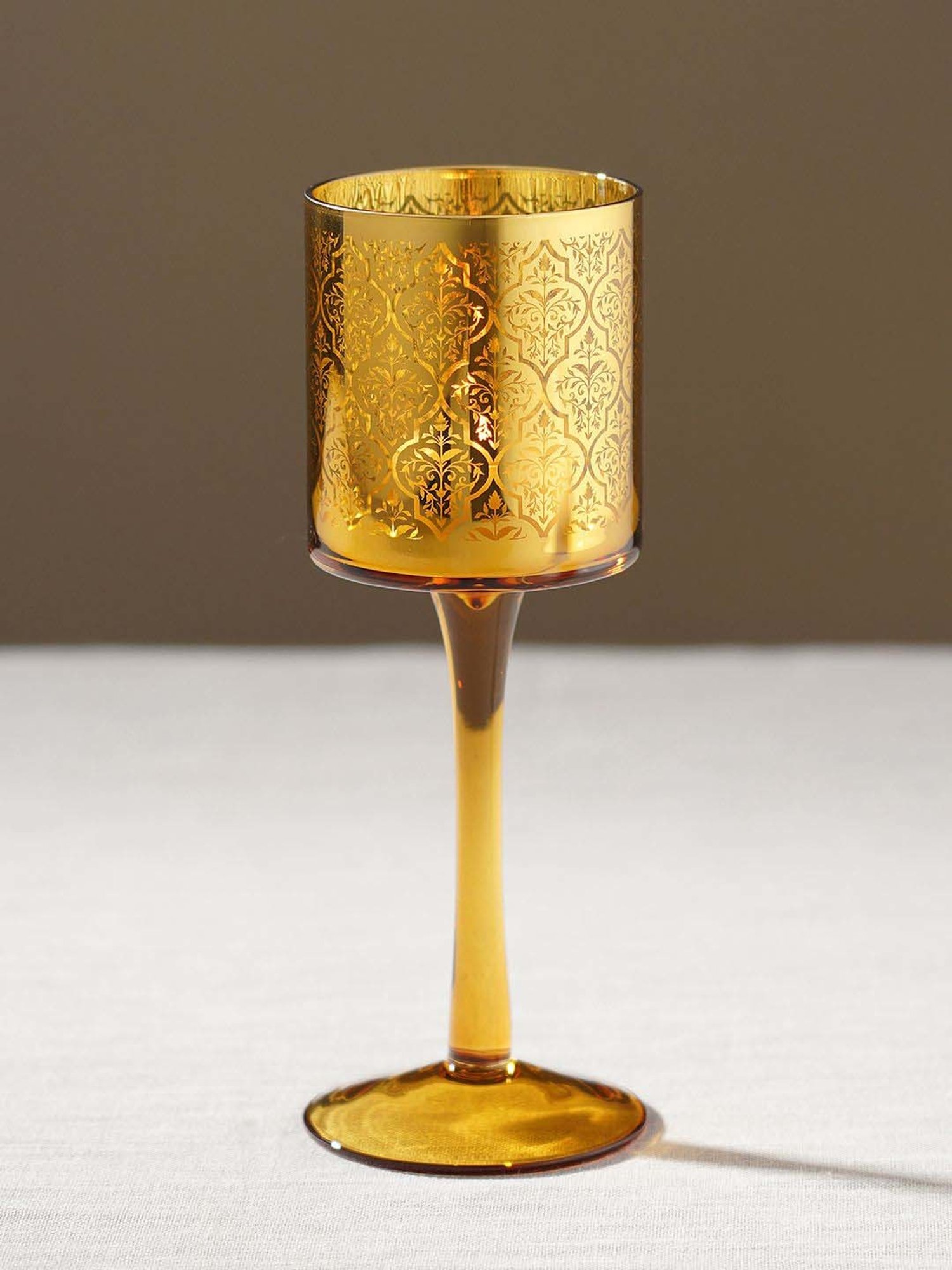 Pure Home and Living Gold Glass Stem Candle Holder
