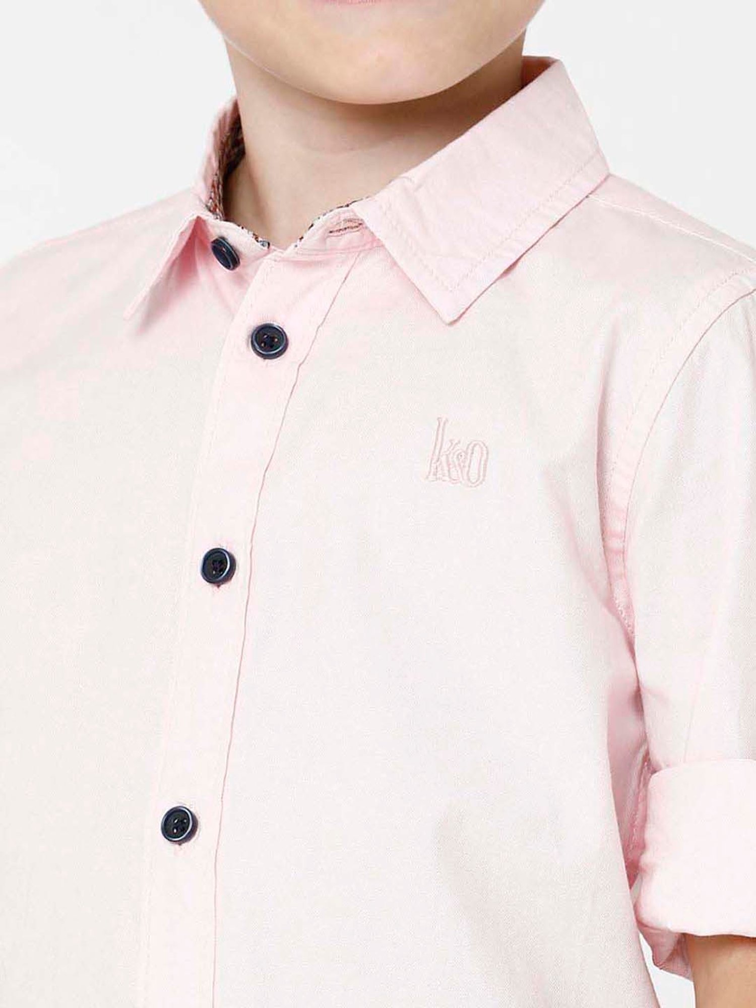 Kate & Oscar Kids Pink Cotton Regular Fit Full Sleeves Shirt