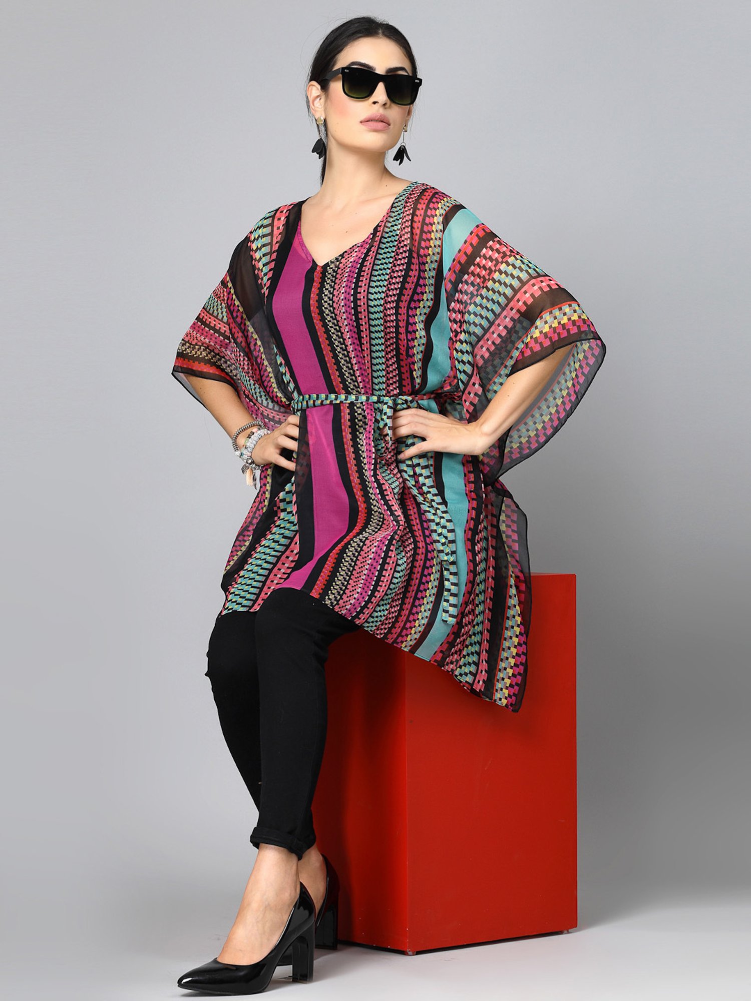 Style Quotient Multicolor Striped Kaftan Top