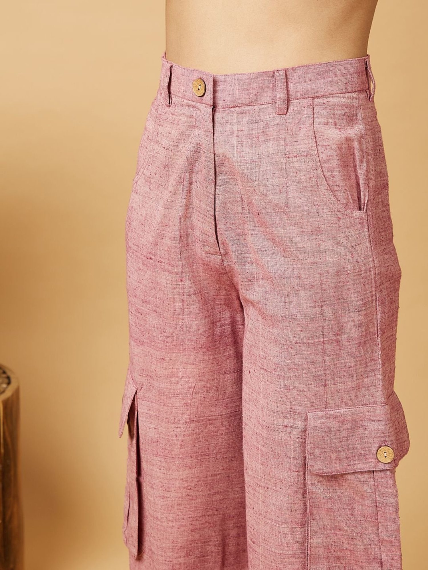 Arras Dusky Pink Cargo Style Wide-leg Pants