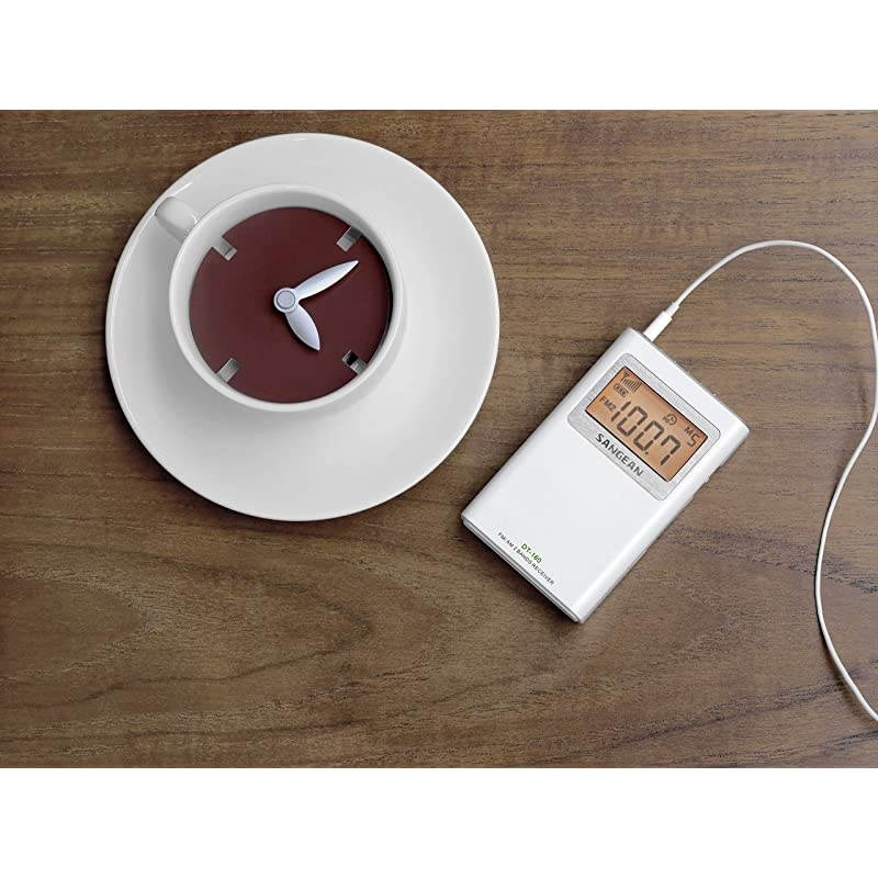 DT-160 AM/FM Stereo Pocket Radio with 100 Operating Hours on 2 AA Batteries, White