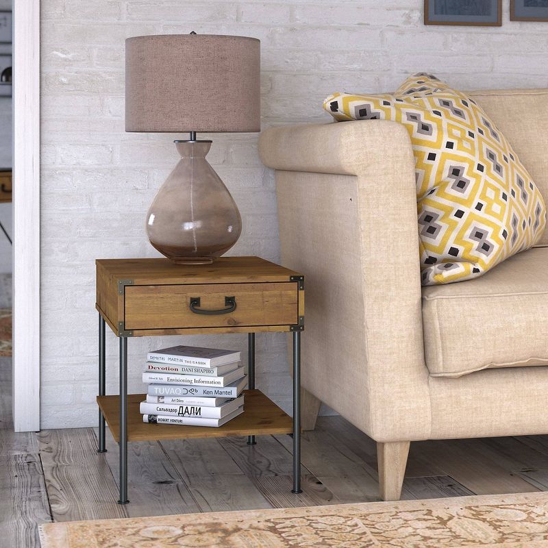 Set of 2 Ironworks End Tables Vintage Golden Pine - Kathy Ireland Home