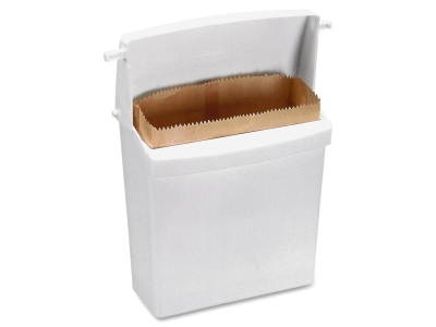 RMC 25125200, Sanitary Napkin Disposal Receptable, 10.6" Height x 8.9" Width x 4.6" Depth - Plastic &ndash; White, 1 Each