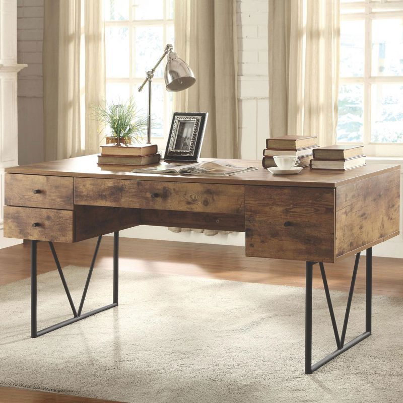 Coaster Home Furniture Barritt 4 Drawer Home Office Writing Desk, Antique Nutmeg
