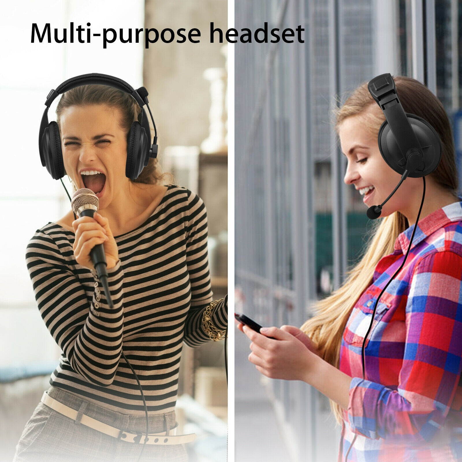 Wired Handsfree Earphone Headphones Headset With Mic For PC Computer Notebook
