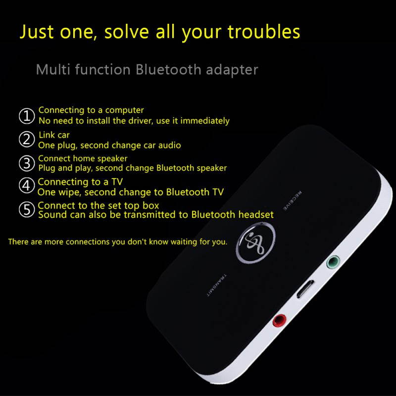 Mignova Bluetooth 4.0 Receiver and Transmitter, HIFI Wireless 3.5mm Stereo Long Range Bluetooth Audio Adapter for TV&Home&Car,Fast Charging,Anti-interference,Built-in Rechargeable Battery&Voice Prompt