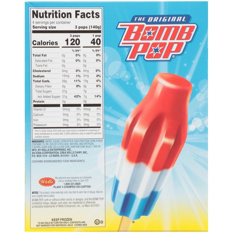 Bomb Pop Original (Cherry, Lime, Blue Raspberry) Bars - 21 fl oz /12ct