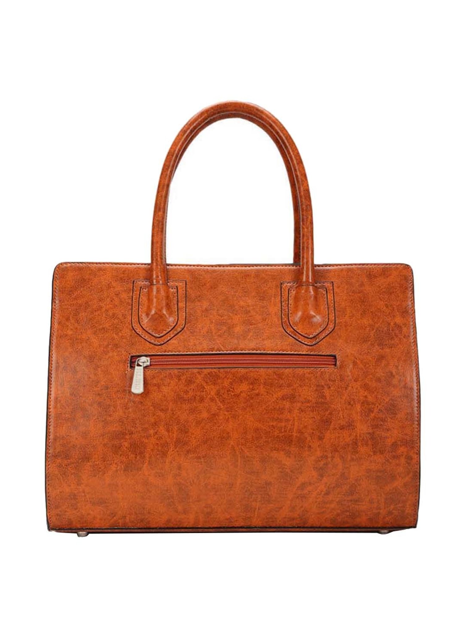 KLEIO Orange Solid Medium Tote Handbag