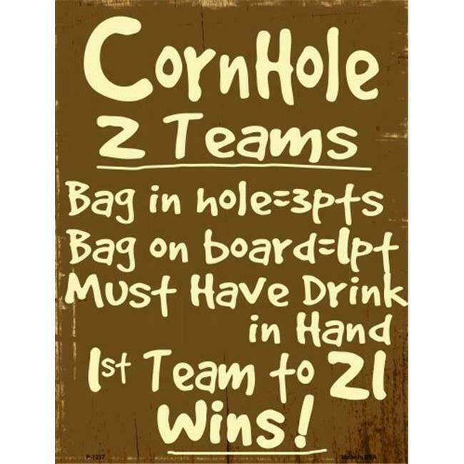 Smart Blonde P-1237 9 x 12 in. Cornhole Rules Metal Novelty Parking Sign