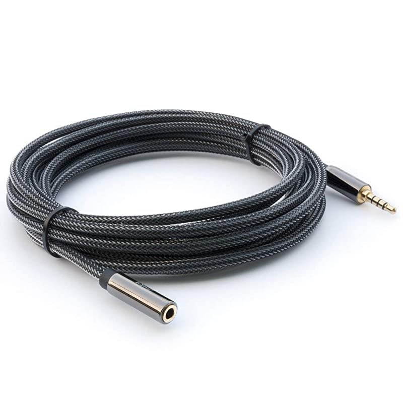 12 Feet Premium Audio Extension Cable Nylon Braided 35mm TRRS 4 Poles Jack Male to Female