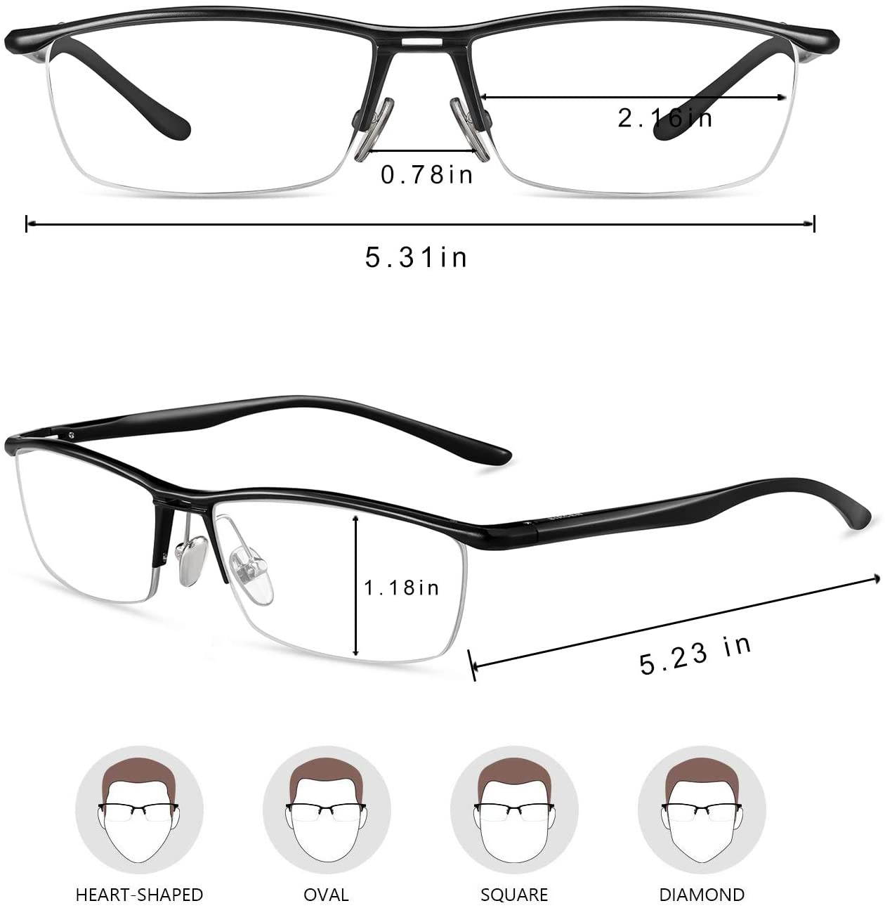 Blue Light Blocking Al-Mg Metal Frame Glasses for Women Men Computer/TV/Phones/Gaming/Reading Lightweight Glasses Blue Light Blocking Anti Eye Strain