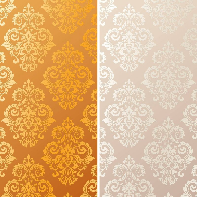 6" Double Sided Baroque Wallpaper Canvas Room Divider Gold - Oriental Furniture