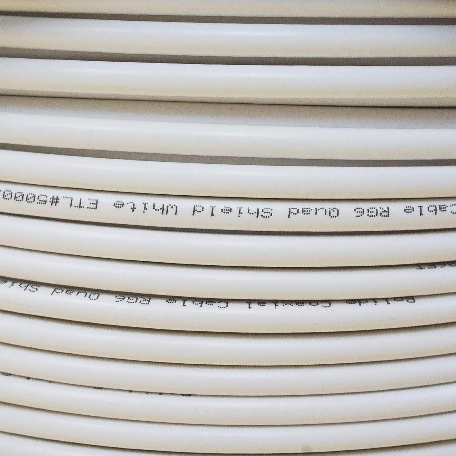 Five Star Cable 1000 ft. RG6 Quad Shielded Coaxial Cable ETL Listed for use with Audio/Video, Radio Frequency, and CATV/MATV Transmissions. White