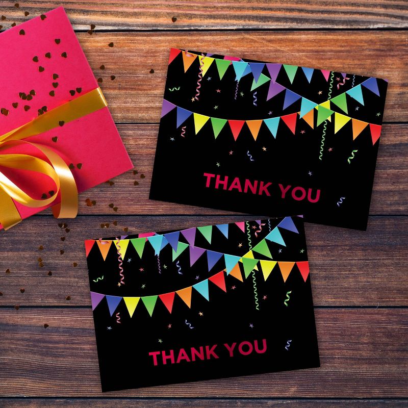 50ct Rainbow Pennant Red Foil Thank You Note Card & Envelopes