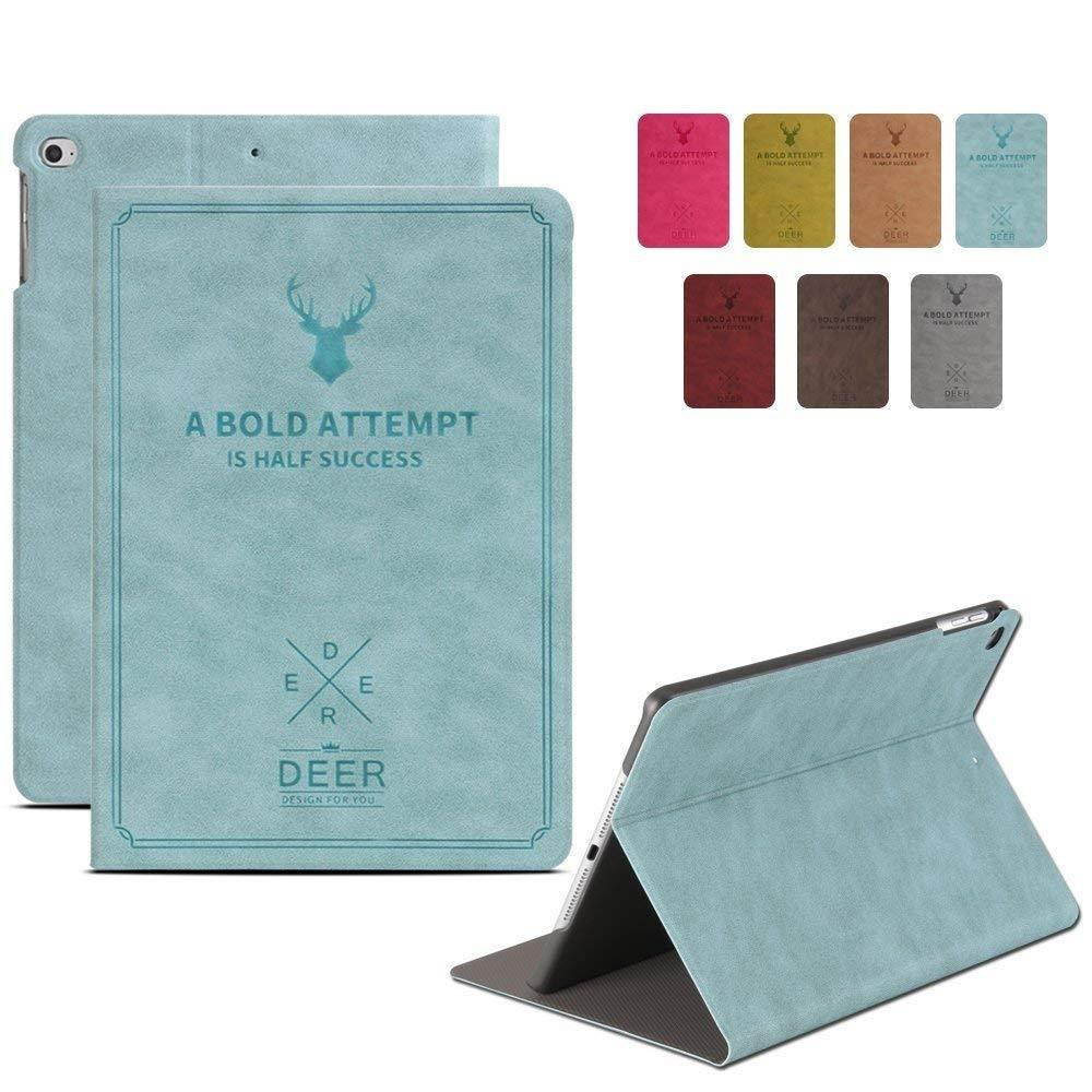 iPad Mini 3 / Mini 2 / Mini 1 Slim Fit Folio Smart Shell Shock Resistant Premium Cover [ Auto Sleep/Wake ] [ Multi-Angle Stand ] for Apple iPad Mini 3 / 2 / 1 - 7.9 Inch : Deer Pattern - Blue