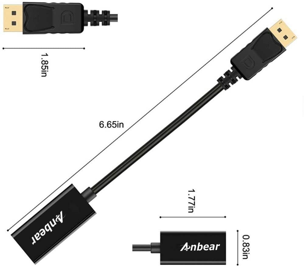 Display Port to HDMI AdapterAnbear Displayport to HDMI Adapter Cable(Male to Female) for DisplayPort Enabled Desktops and Laptops to Connect to HDMI Displays Adapter