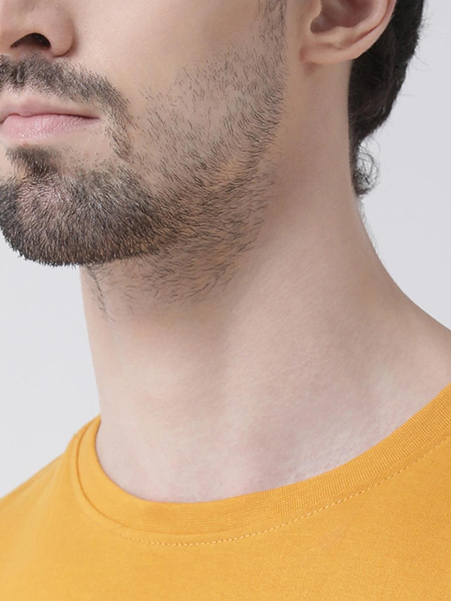 Friskers Mustard Cotton Slim Fit Printed T-Shirt