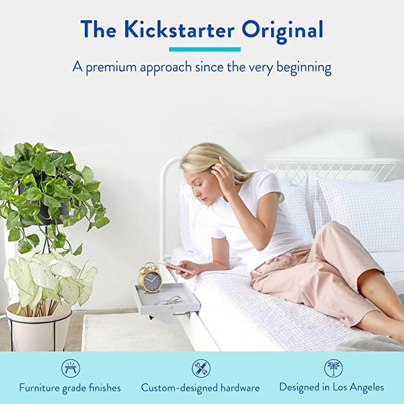 The Original Bedside Shelf for Bed and Bunk Bed Shelf 4 Colors / 5 Styles As Seen On Business Insider for Best College Dorm Room Essentials (Original Size, Bamboo in Grey)