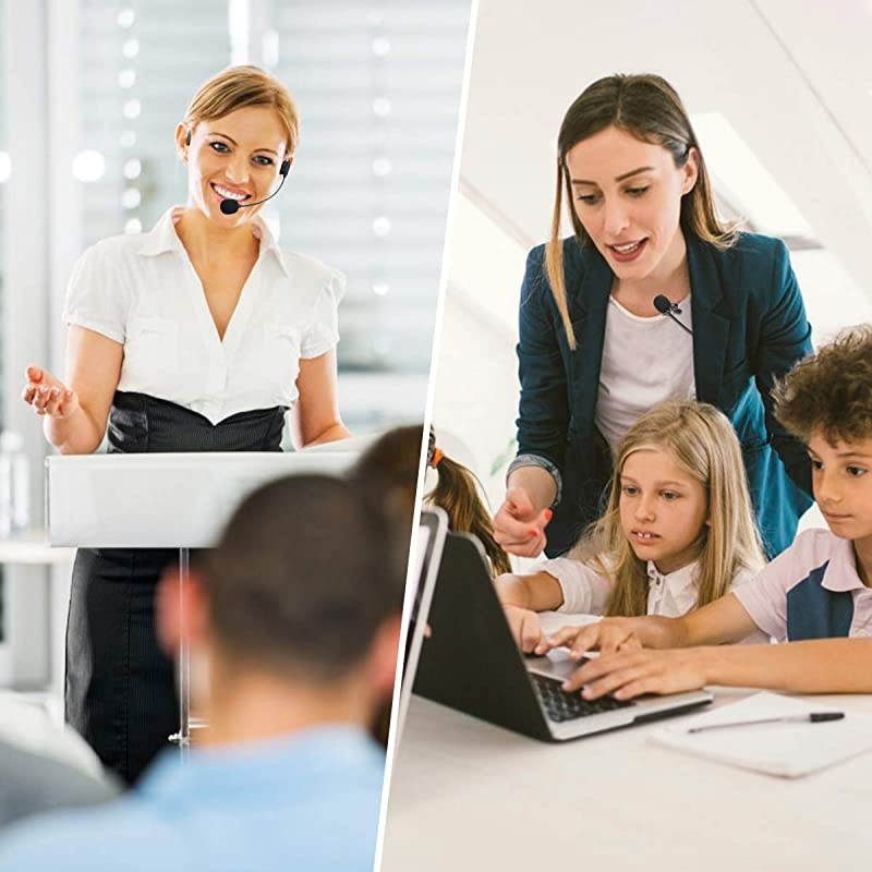 Wireless Headset Lavalier Microphone System  Wireless Lapel Mic with Bodypack Transmitter for iPhone, DSLR Camera, YouTube, Podcast, Vlog, Church, Interview, Teaching, PA Speaker, Video Recording